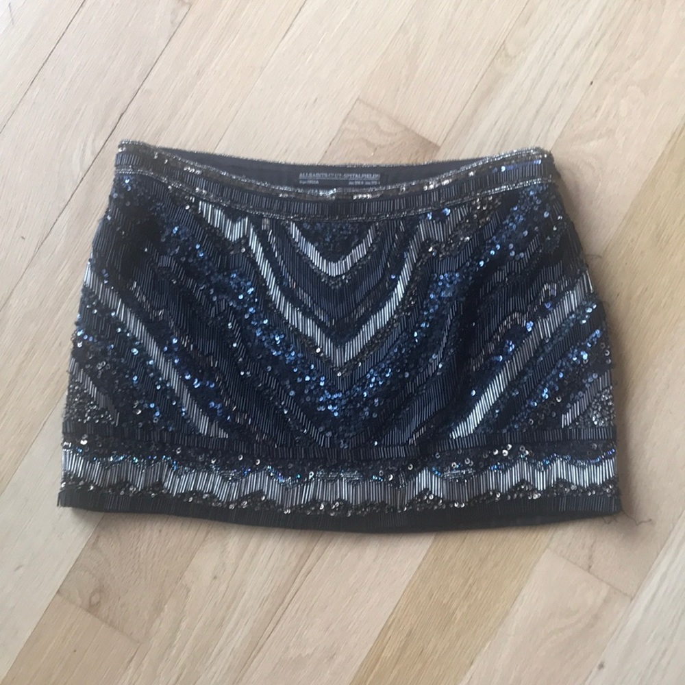 All saints hand embellished mini skirt